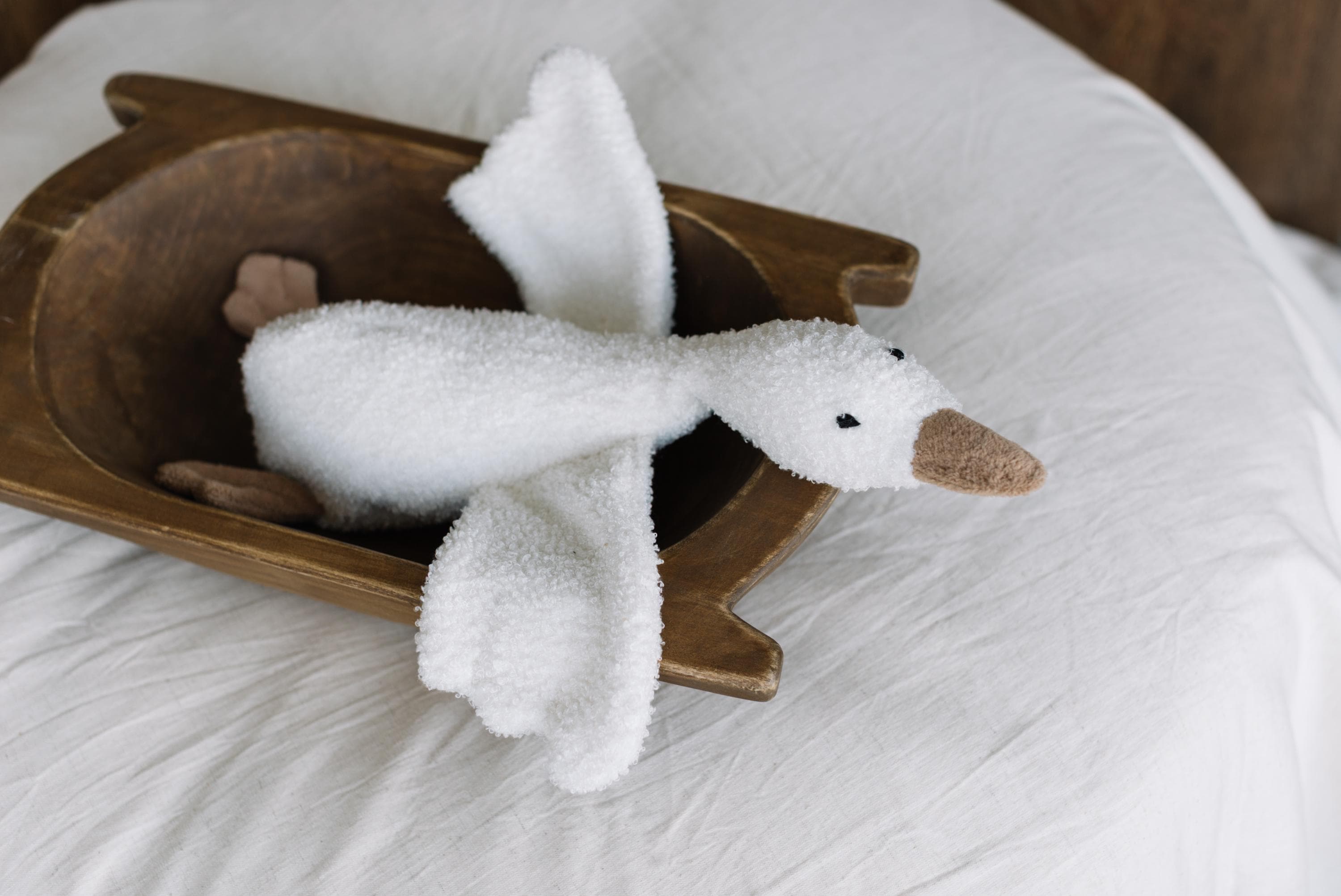 Teddy Fabric Goose Toy for Newborn Photography Props, Plush Goose Prop, Baby Goose Stuffed Animal, Heirloom Nursery Toy