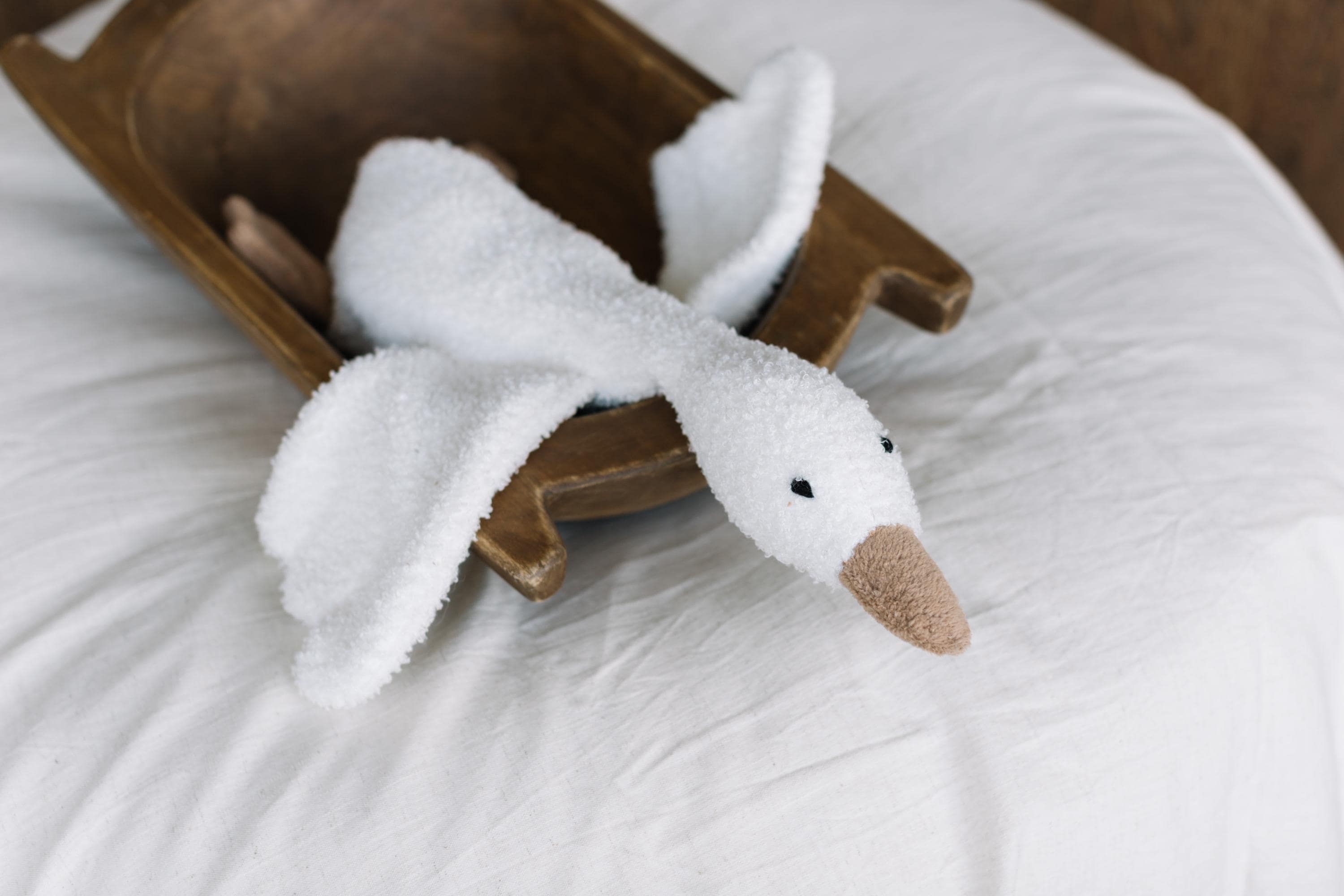 Teddy Fabric Goose Toy for Newborn Photography Props, Plush Goose Prop, Baby Goose Stuffed Animal, Heirloom Nursery Toy
