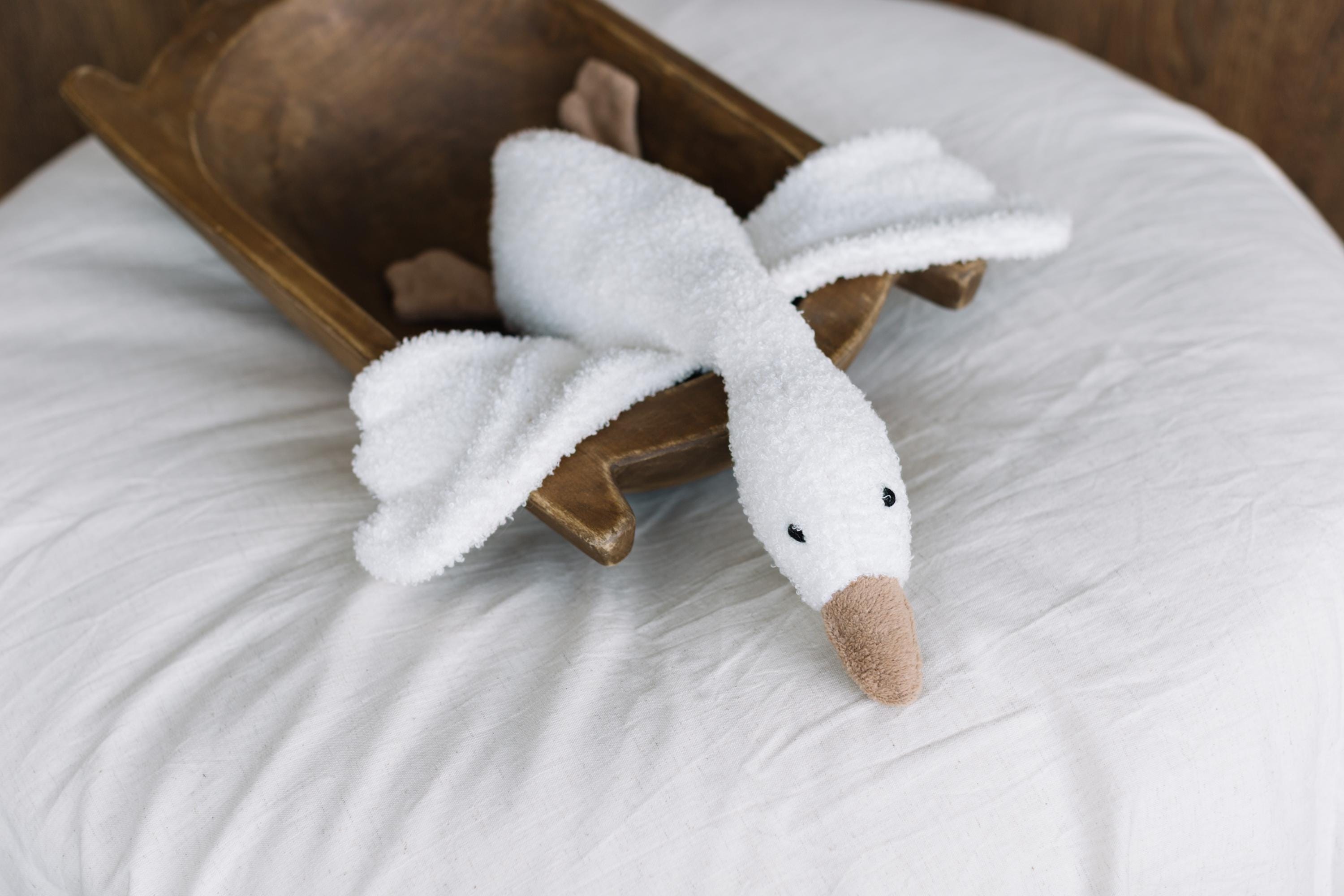 Teddy Fabric Goose Toy for Newborn Photography Props, Plush Goose Prop, Baby Goose Stuffed Animal, Heirloom Nursery Toy
