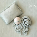 Mint Pointelle Knit Newborn Photography Props Set, Newborn Beanbag Backdrop Photo Prop Posing Fabric, Newborn Posing Pillow, Newborn Outfit