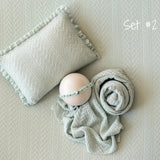 Mint Pointelle Knit Newborn Photography Props Set, Newborn Beanbag Backdrop Photo Prop Posing Fabric, Newborn Posing Pillow, Newborn Outfit