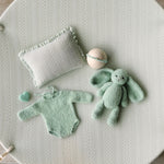 Mint Pointelle Knit Newborn Photography Props Set, Newborn Beanbag Backdrop Photo Prop Posing Fabric, Newborn Posing Pillow, Newborn Outfit
