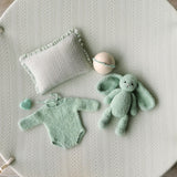 Mint Pointelle Knit Newborn Photography Props Set, Newborn Beanbag Backdrop Photo Prop Posing Fabric, Newborn Posing Pillow, Newborn Outfit