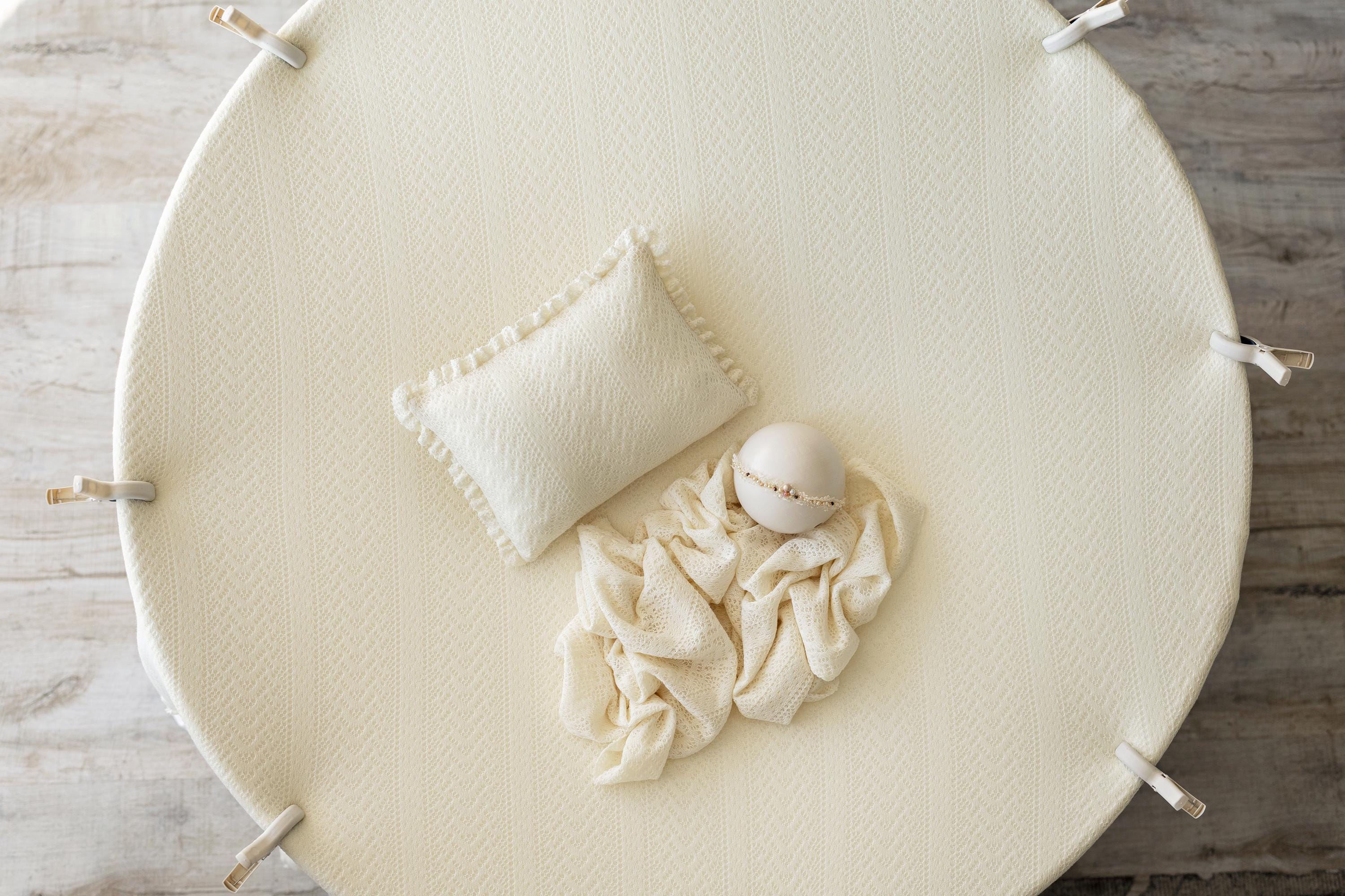 Yellow Pointelle Knit Newborn Photography Prop Set, Newborn Beanbag Backdrop Photo Prop Posing Fabric, Newborn Posing Pillow, Newborn Outfit