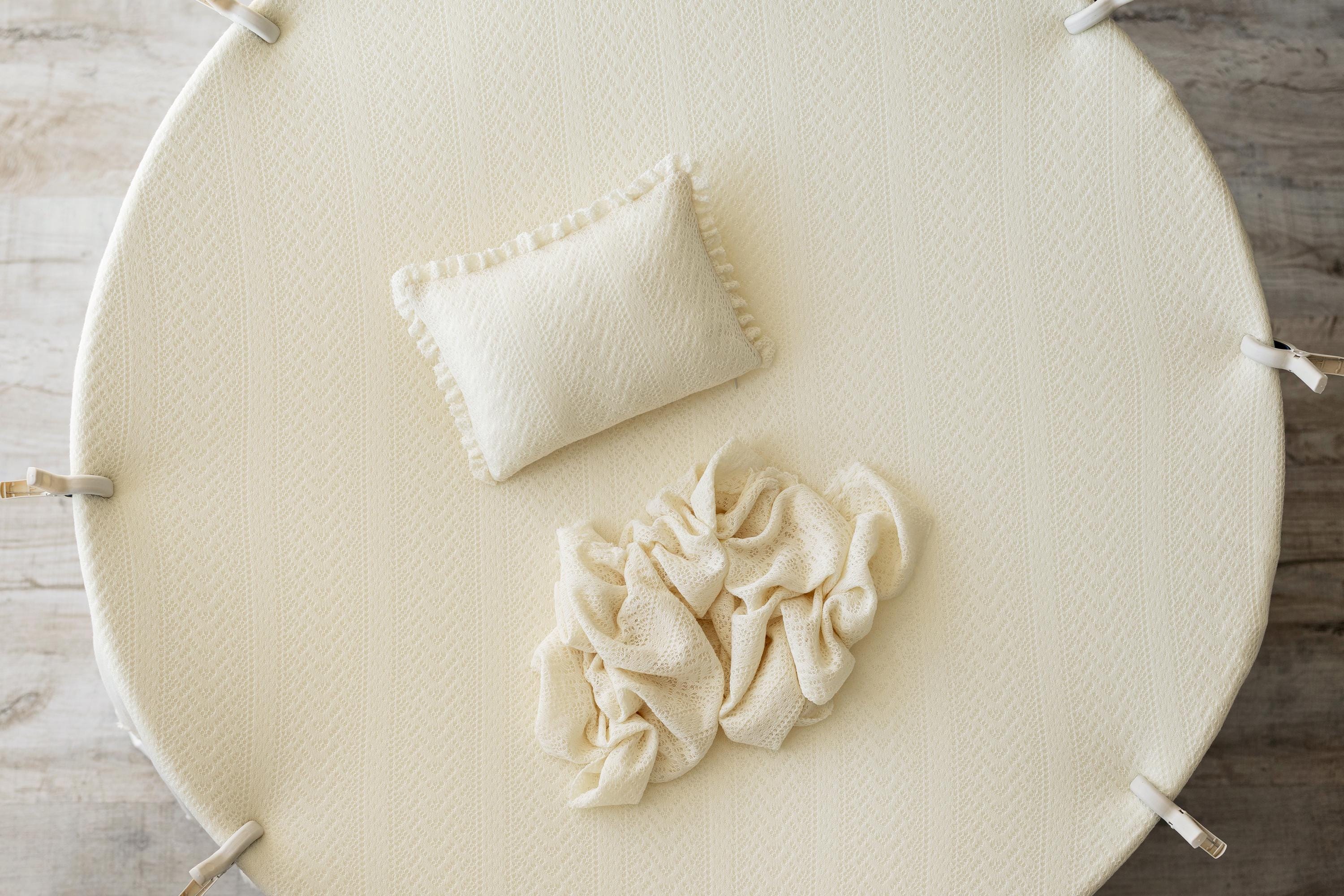 Yellow Pointelle Knit Newborn Photography Prop Set, Newborn Beanbag Backdrop Photo Prop Posing Fabric, Newborn Posing Pillow, Newborn Outfit