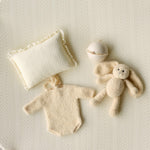 Yellow Pointelle Knit Newborn Photography Prop Set, Newborn Beanbag Backdrop Photo Prop Posing Fabric, Newborn Posing Pillow, Newborn Outfit