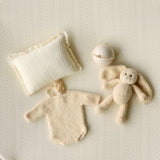 Yellow Pointelle Knit Newborn Photography Prop Set, Newborn Beanbag Backdrop Photo Prop Posing Fabric, Newborn Posing Pillow, Newborn Outfit