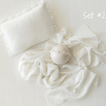 White Pointelle Knit Newborn Photography Props Set, Newborn Beanbag Backdrop Photo Prop Posing Fabric, Newborn Posing Pillow, Newborn Outfit