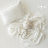 White Pointelle Knit Newborn Photography Props Set, Newborn Beanbag Backdrop Photo Prop Posing Fabric, Newborn Posing Pillow, Newborn Outfit
