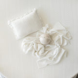 White Pointelle Knit Newborn Photography Props Set, Newborn Beanbag Backdrop Photo Prop Posing Fabric, Newborn Posing Pillow, Newborn Outfit