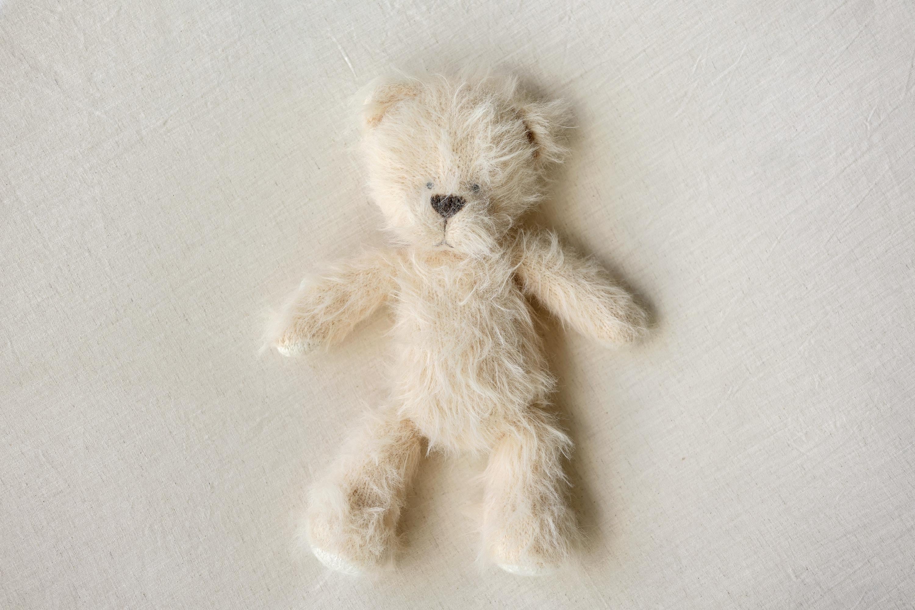 Large Fluffy Knitted Teddy Bear Photo Prop for Newborn Photography, Plush Stuffed Animal Bear Toy Baby Shower Gift and First Birthday Gift