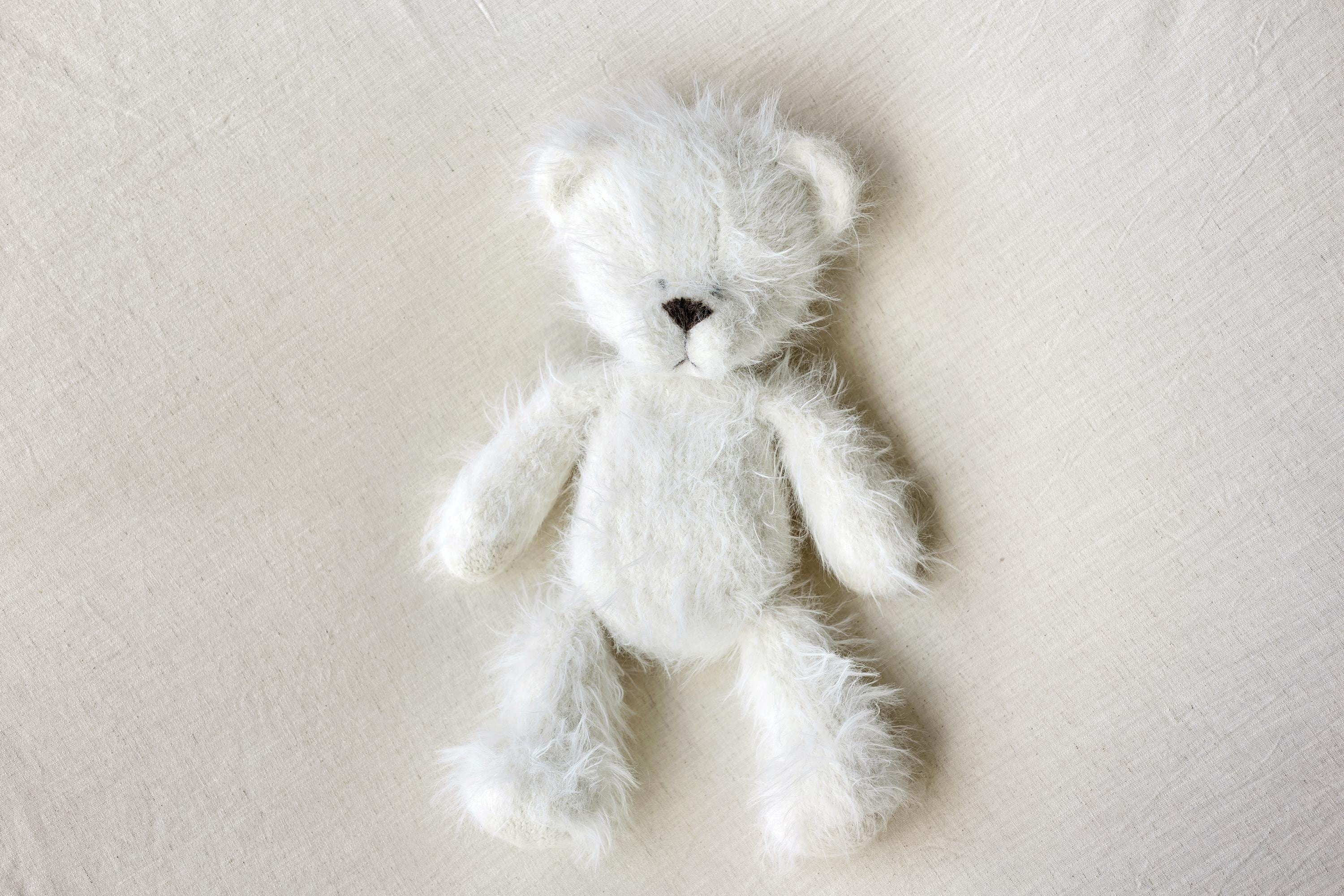 Large Fluffy Knitted Teddy Bear Photo Prop for Newborn Photography, Plush Stuffed Animal Bear Toy Baby Shower Gift and First Birthday Gift