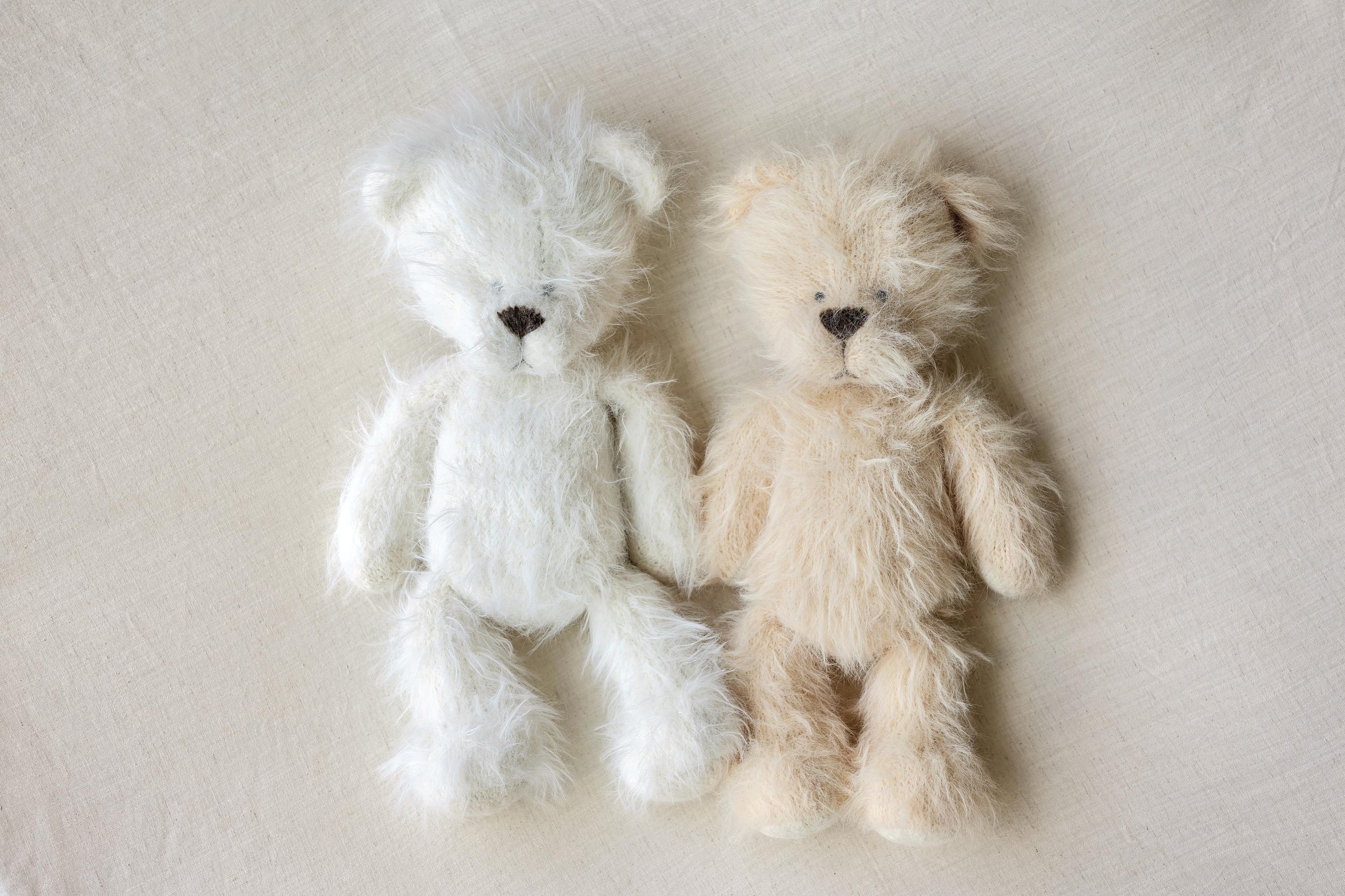 Large Fluffy Knitted Teddy Bear Photo Prop for Newborn Photography, Plush Stuffed Animal Bear Toy Baby Shower Gift and First Birthday Gift