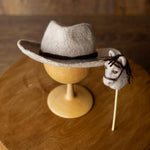 Western Newborn Cowboy Hat and Horse Toy Set, Felted Wool Newborn Photography Props, Baby Cowboy Photo Outfit