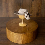 Western Newborn Cowboy Hat and Horse Toy Set, Felted Wool Newborn Photography Props, Baby Cowboy Photo Outfit