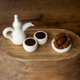 Felted Wool Arabic Tea Set for Newborn Photography Props, Handmade Camel and Falcon Toys, Middle Eastern Nursery Decor