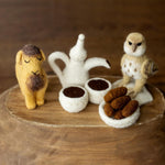 Felted Wool Arabic Tea Set for Newborn Photography Props, Handmade Camel and Falcon Toys, Middle Eastern Nursery Decor
