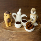 Felted Wool Arabic Tea Set for Newborn Photography Props, Handmade Camel and Falcon Toys, Middle Eastern Nursery Decor