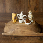 Felted Wool Arabic Tea Set for Newborn Photography Props, Handmade Camel and Falcon Toys, Middle Eastern Nursery Decor
