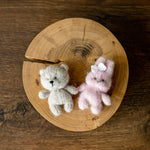 Alpaca Knit Mini Teddy Bear or Bunny for Newborn Photography Props, Handmade Stuffed Animal, First Toy Gift Baby Shower