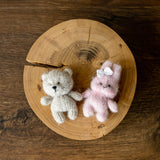 Alpaca Knit Mini Teddy Bear or Bunny for Newborn Photography Props, Handmade Stuffed Animal, First Toy Gift Baby Shower