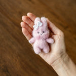 Alpaca Knit Mini Teddy Bear or Bunny for Newborn Photography Props, Handmade Stuffed Animal, First Toy Gift Baby Shower