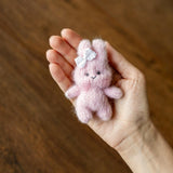 Alpaca Knit Mini Teddy Bear or Bunny for Newborn Photography Props, Handmade Stuffed Animal, First Toy Gift Baby Shower