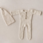 Angora Wool Footed Newborn Knit Romper with Sleep Hat, Newborn Photography Outfit, Newborn Coming Home Outfit, Knit Footie Baby Outfit