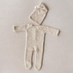 Angora Wool Footed Newborn Knit Romper with Sleep Hat, Newborn Photography Outfit, Newborn Coming Home Outfit, Knit Footie Baby Outfit