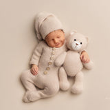 Angora Wool Footed Newborn Knit Romper with Sleep Hat, Newborn Photography Outfit, Newborn Coming Home Outfit, Knit Footie Baby Outfit