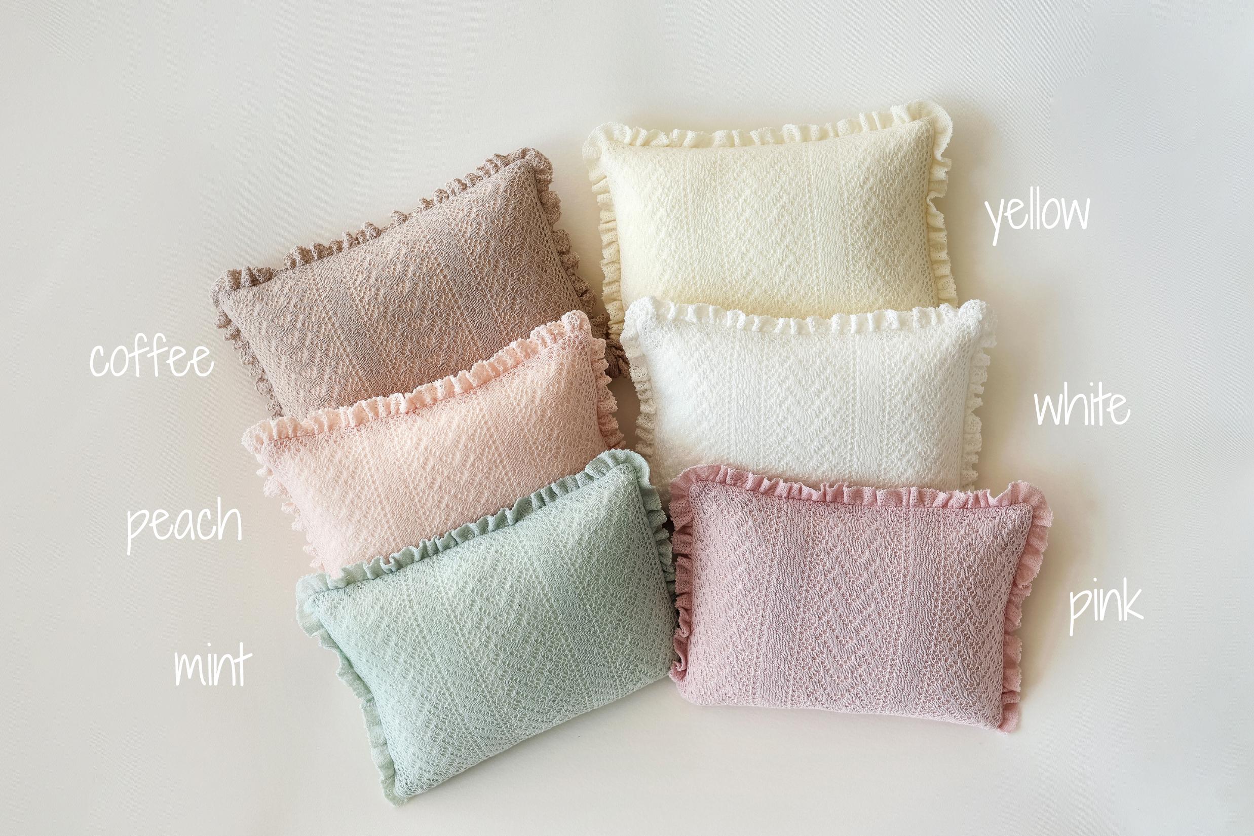 Pointelle Knit Newborn Posing Pillow with Ruffles, Newborn Photo Pillow Photography Prop, Beanbag Pillow for Photography