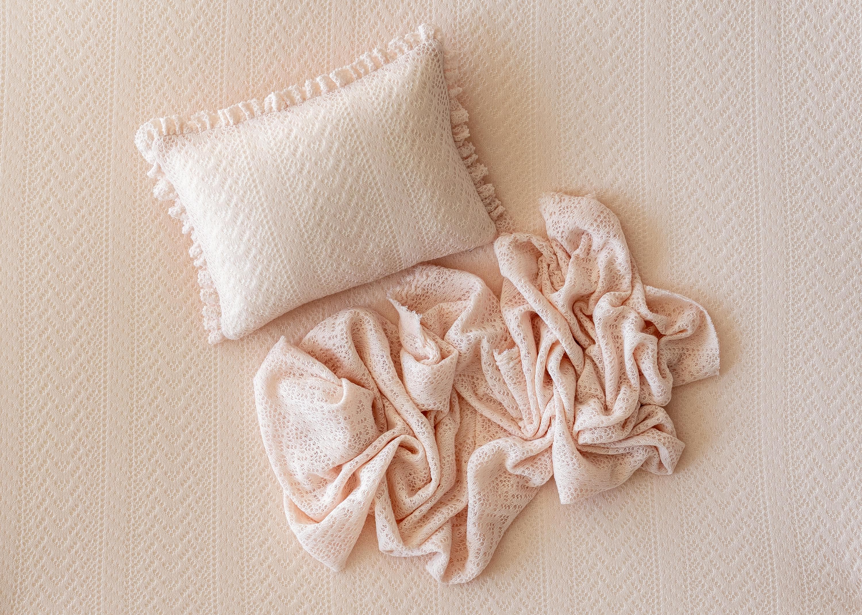 Pointelle Knit Newborn Posing Pillow with Ruffles, Newborn Photo Pillow Photography Prop, Beanbag Pillow for Photography