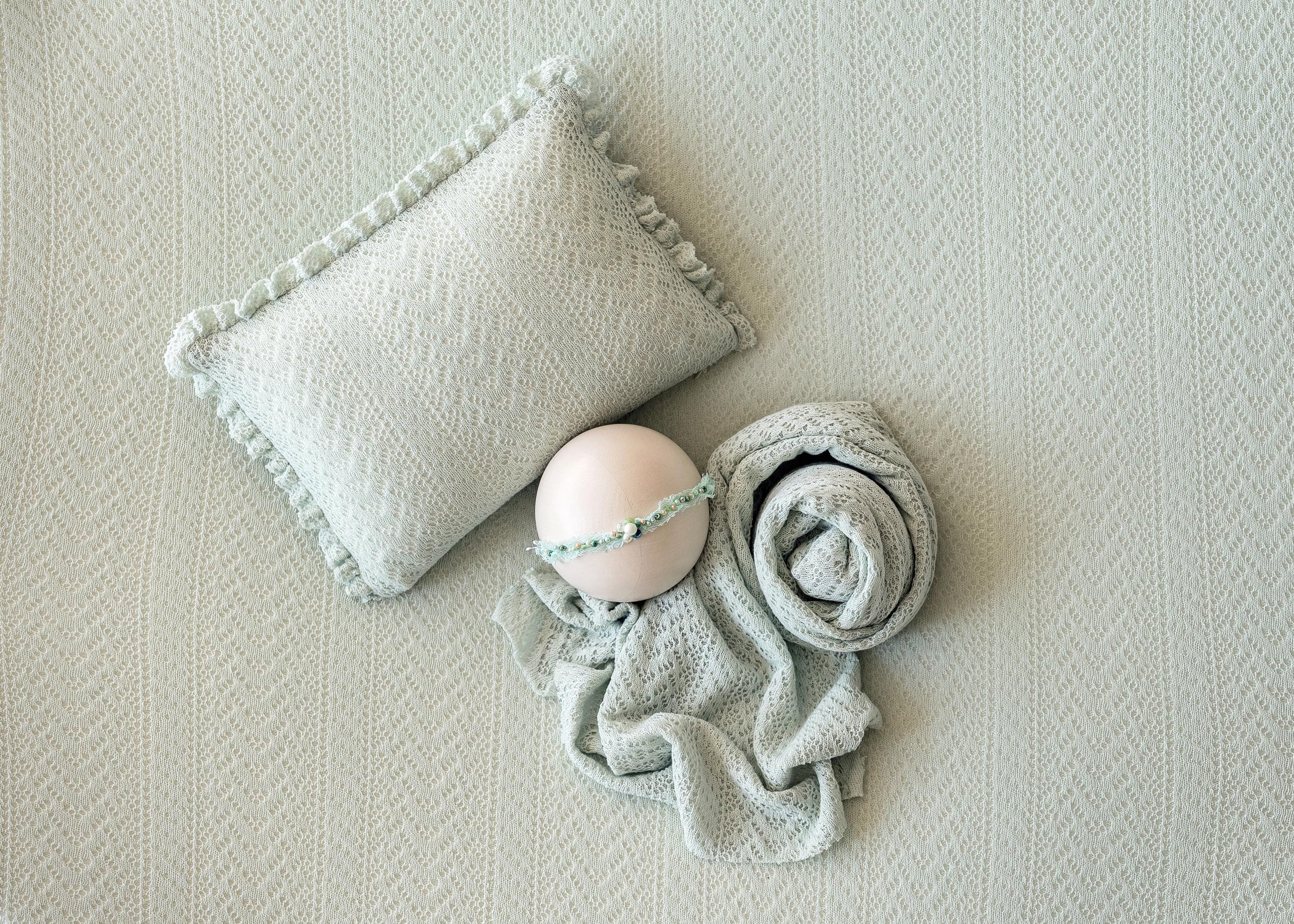 Pointelle Knit Newborn Posing Pillow with Ruffles, Newborn Photo Pillow Photography Prop, Beanbag Pillow for Photography