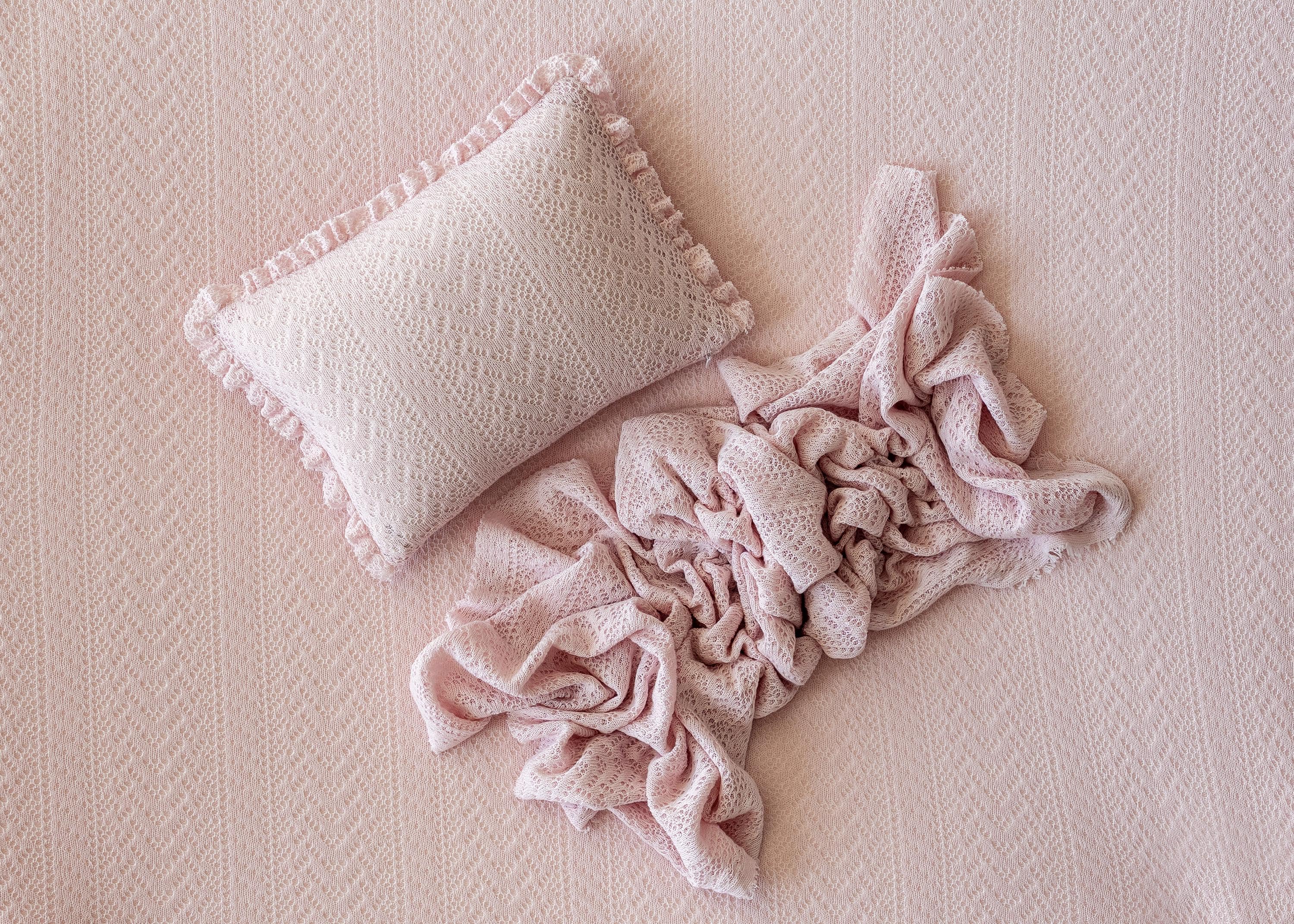 Pointelle Knit Newborn Posing Pillow with Ruffles, Newborn Photo Pillow Photography Prop, Beanbag Pillow for Photography
