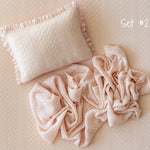 Peach Pointelle Knit Newborn Photography Props Set, Newborn Beanbag Backdrop Photo Prop Posing Fabric, Newborn Posing Pillow