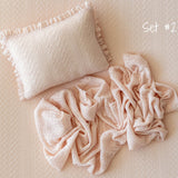 Peach Pointelle Knit Newborn Photography Props Set, Newborn Beanbag Backdrop Photo Prop Posing Fabric, Newborn Posing Pillow