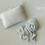Mint Pointelle Knit Newborn Photography Props Set, Newborn Beanbag Backdrop Photo Prop Posing Fabric, Newborn Posing Pillow, Newborn Outfit