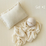 Yellow Pointelle Knit Newborn Photography Prop Set, Newborn Beanbag Backdrop Photo Prop Posing Fabric, Newborn Posing Pillow, Newborn Outfit