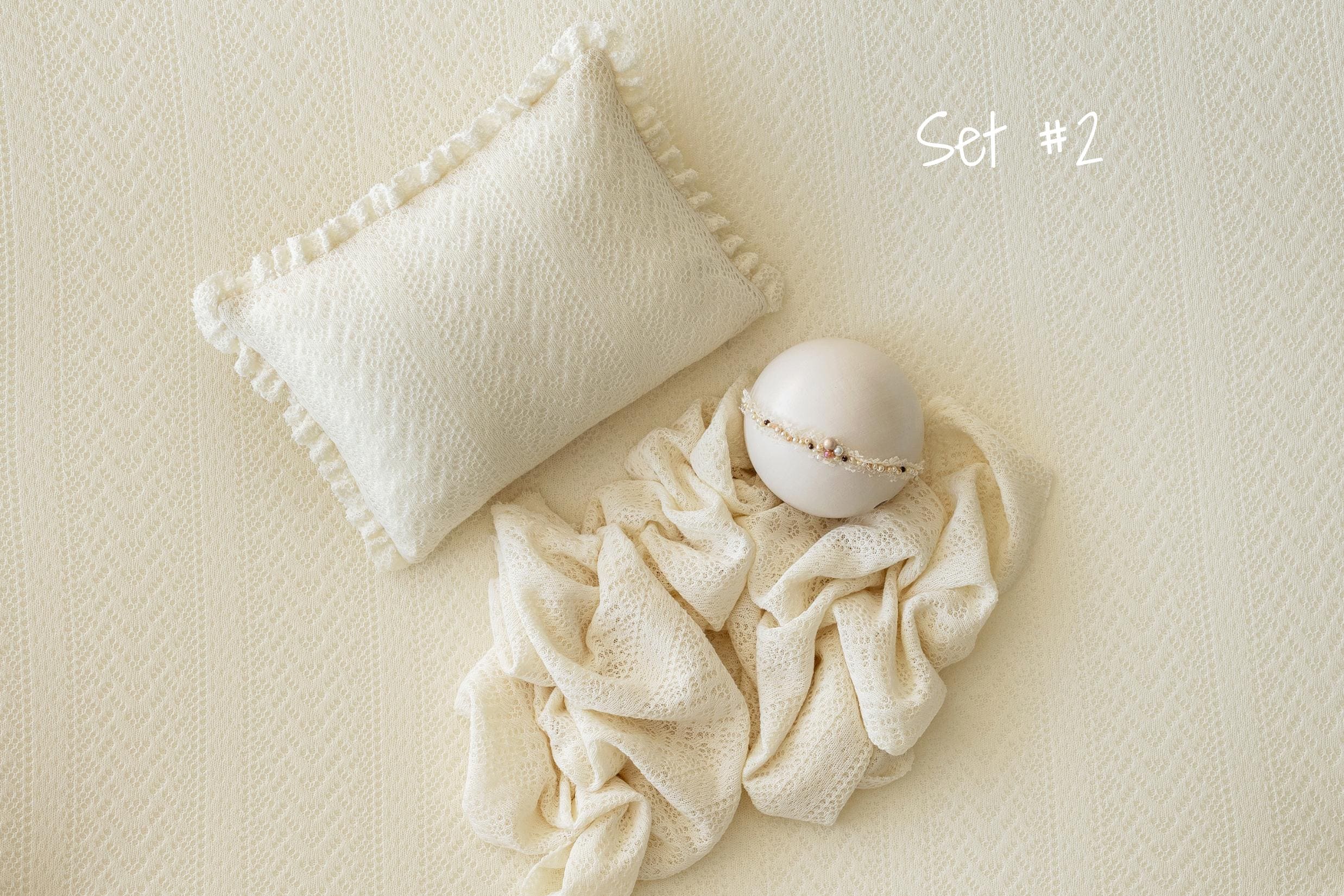 Yellow Pointelle Knit Newborn Photography Prop Set, Newborn Beanbag Backdrop Photo Prop Posing Fabric, Newborn Posing Pillow, Newborn Outfit