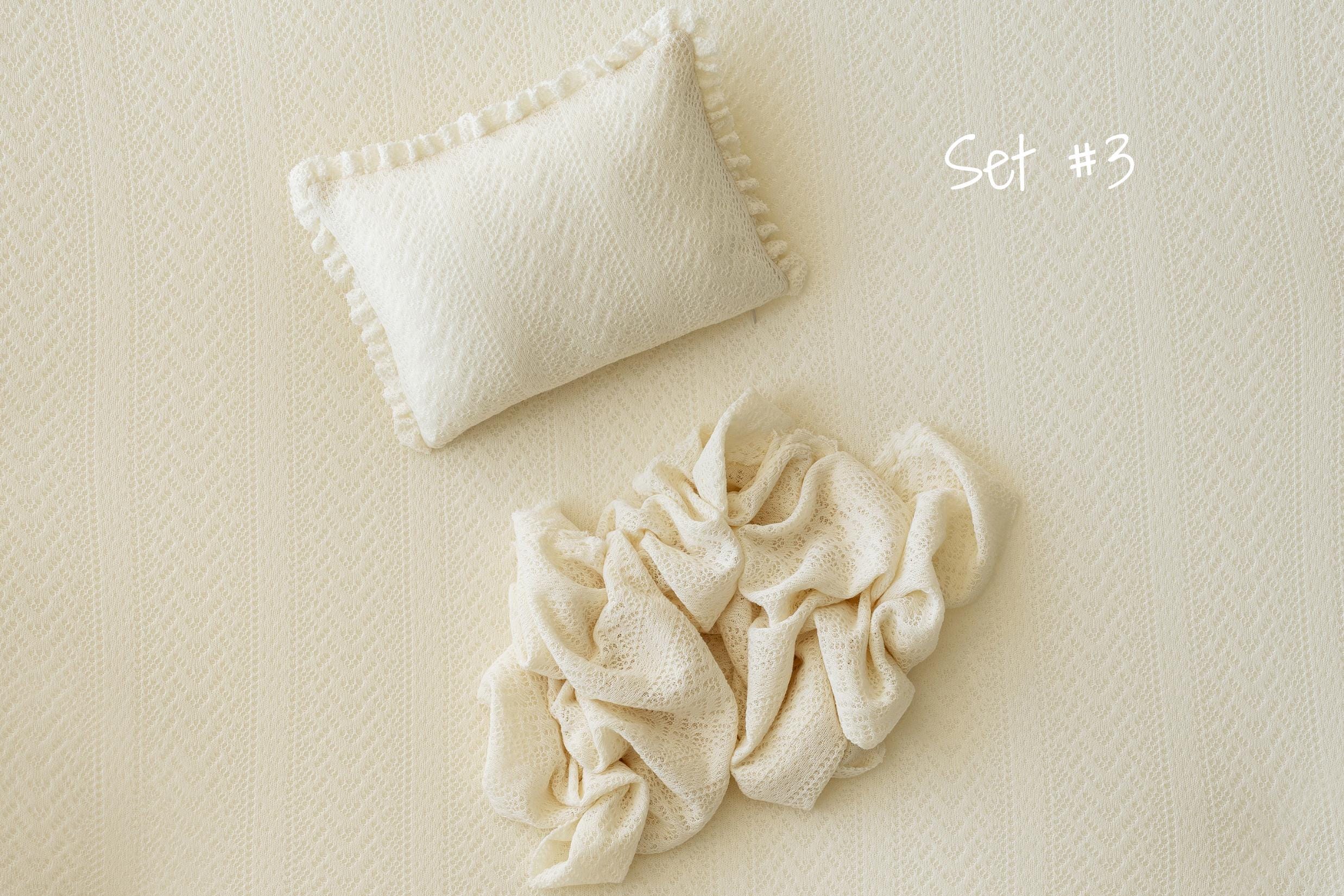 Yellow Pointelle Knit Newborn Photography Prop Set, Newborn Beanbag Backdrop Photo Prop Posing Fabric, Newborn Posing Pillow, Newborn Outfit