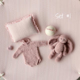 Pink Pointelle Knit Newborn Photography Props Set, Newborn Beanbag Backdrop Photo Prop Posing Fabric, Newborn Posing Pillow, Newborn Outfit