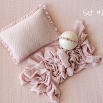 Pink Pointelle Knit Newborn Photography Props Set, Newborn Beanbag Backdrop Photo Prop Posing Fabric, Newborn Posing Pillow, Newborn Outfit