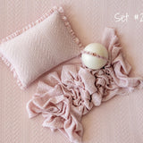 Pink Pointelle Knit Newborn Photography Props Set, Newborn Beanbag Backdrop Photo Prop Posing Fabric, Newborn Posing Pillow, Newborn Outfit