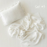 White Pointelle Knit Newborn Photography Props Set, Newborn Beanbag Backdrop Photo Prop Posing Fabric, Newborn Posing Pillow, Newborn Outfit