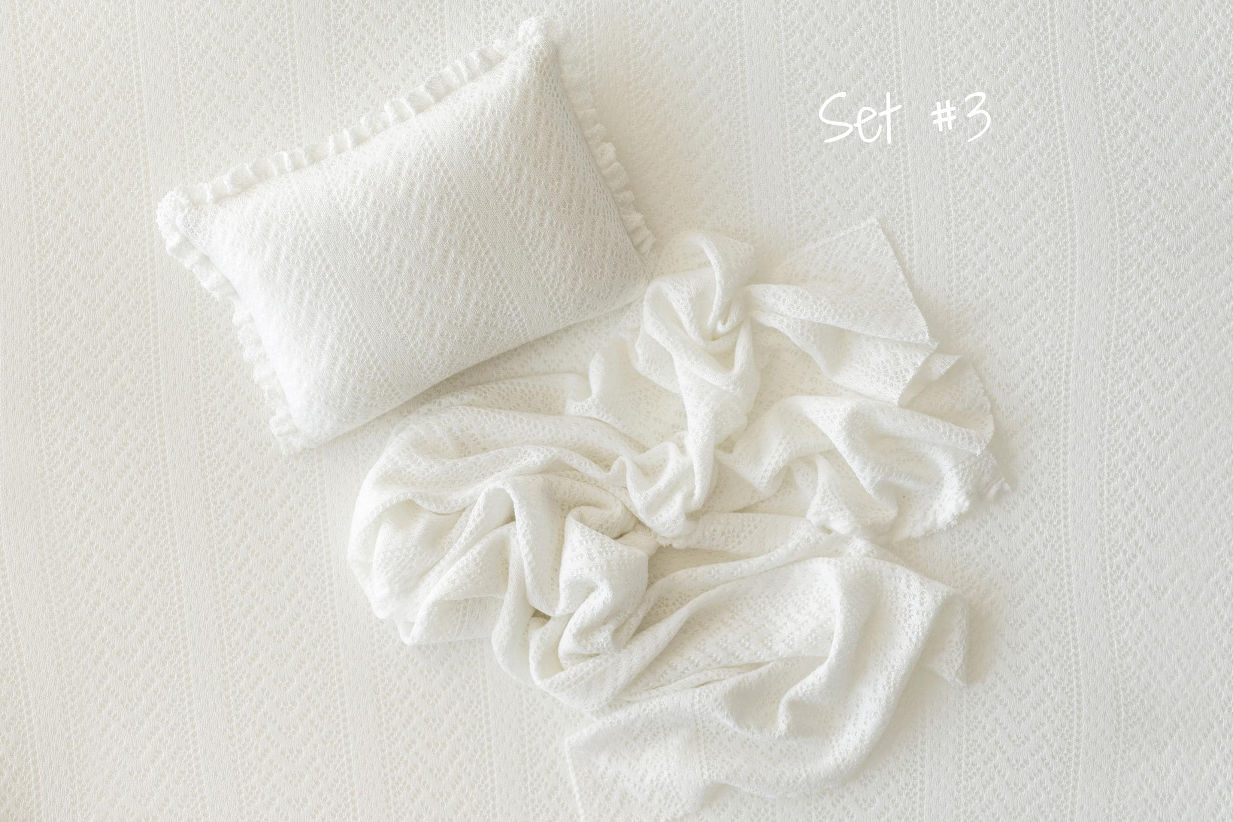 White Pointelle Knit Newborn Photography Props Set, Newborn Beanbag Backdrop Photo Prop Posing Fabric, Newborn Posing Pillow, Newborn Outfit