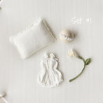 White Pointelle Knit Newborn Photography Props Set, Newborn Beanbag Backdrop Photo Prop Posing Fabric, Newborn Posing Pillow, Newborn Outfit