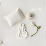 White Pointelle Knit Newborn Photography Props Set, Newborn Beanbag Backdrop Photo Prop Posing Fabric, Newborn Posing Pillow, Newborn Outfit
