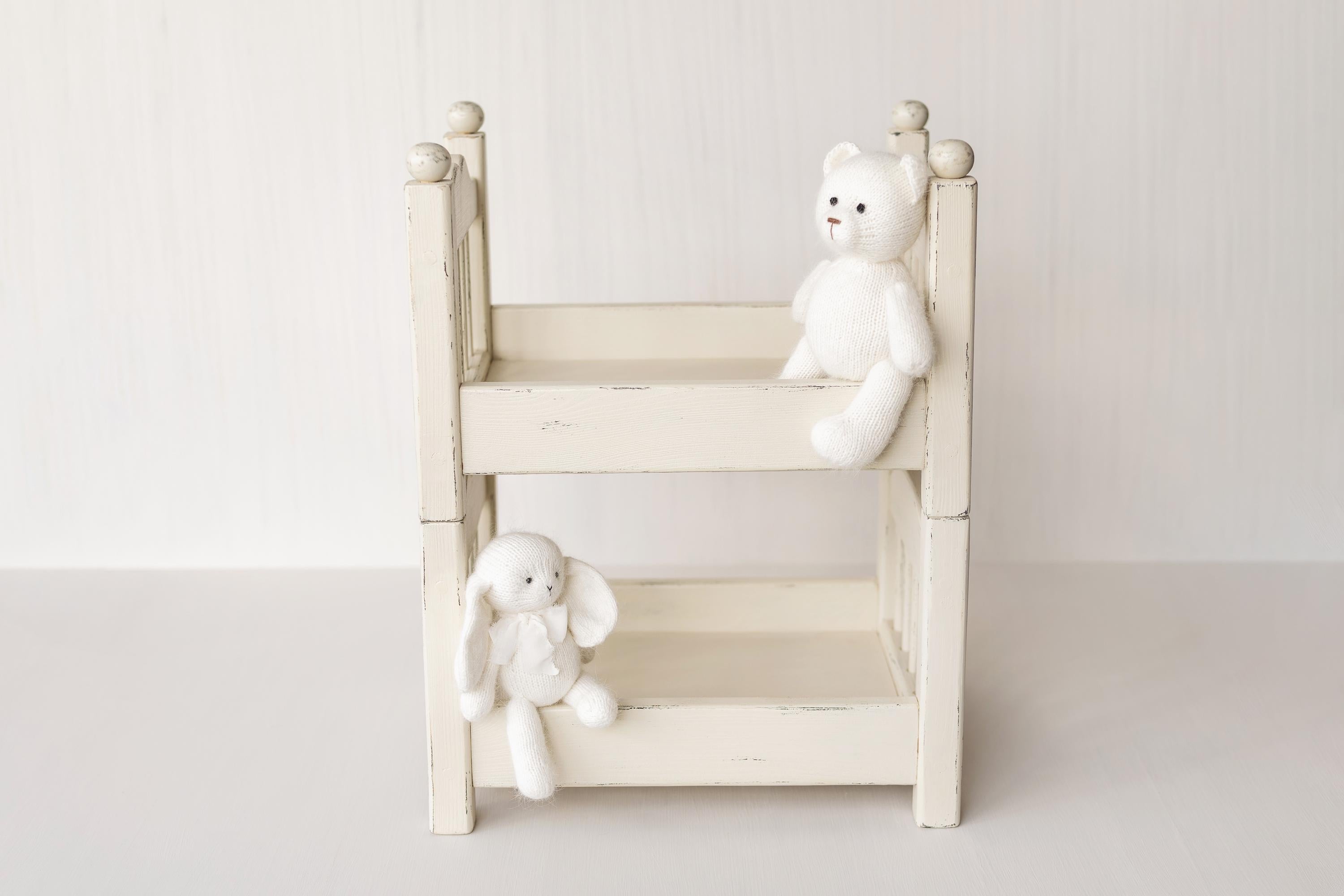 2-in-1 Stackable Newborn Bunk Bed for Twin Photography, Wooden Baby Bed Photo Prop, Newborn Photography Furniture, Twin Newborn Props