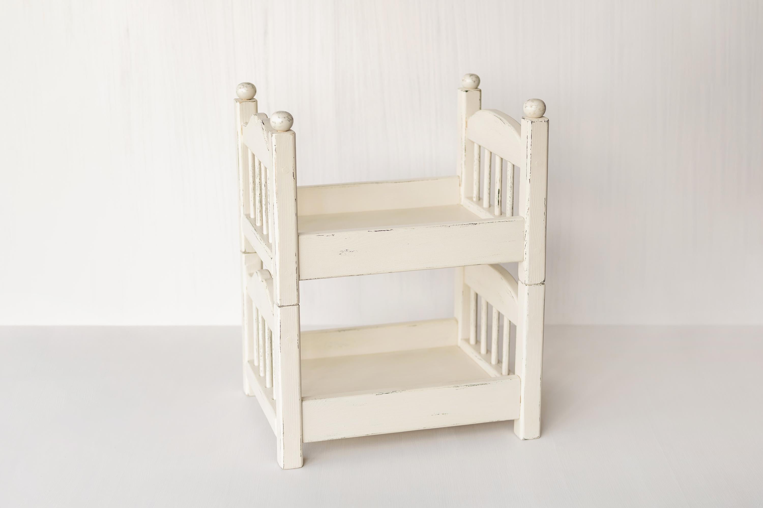 2-in-1 Stackable Newborn Bunk Bed for Twin Photography, Wooden Baby Bed Photo Prop, Newborn Photography Furniture, Twin Newborn Props