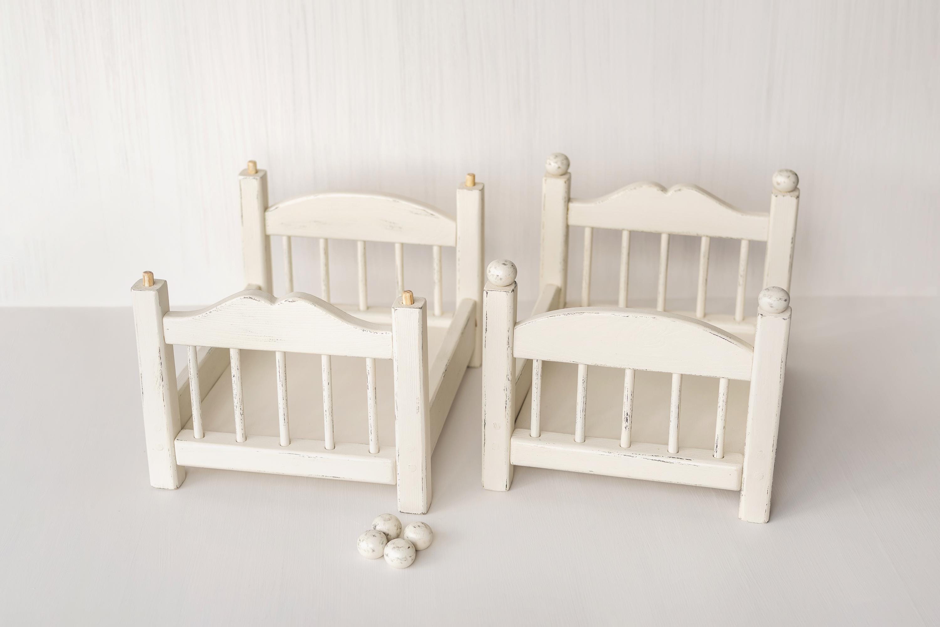 2-in-1 Stackable Newborn Bunk Bed for Twin Photography, Wooden Baby Bed Photo Prop, Newborn Photography Furniture, Twin Newborn Props